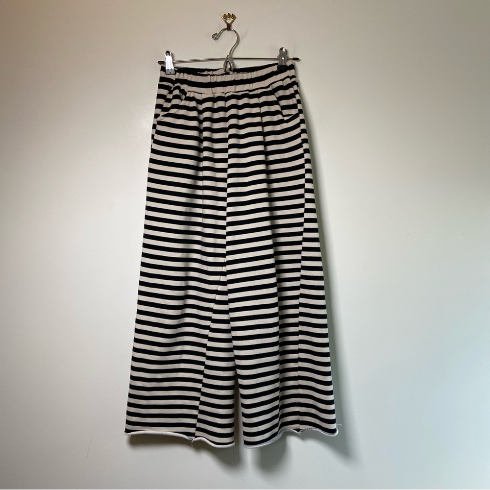 BOBO Kids Black and White Striped Wide-Leg Pants